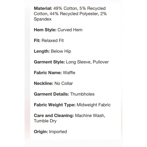 JoyLab Women's Top Size Large Waffle Long Sleeve Loose Fit Beige Size XL NWT - Picture 5 of 10